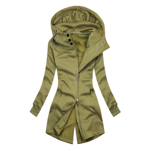 Sudadera con Capucha Casual Bicolor para Mujer con Cierre Deslizante Doble - Image 10