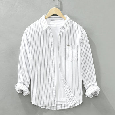 Camisa Oxford Casual de Rayas para Hombre - Corte Relajado y Manga Larga - Image 5