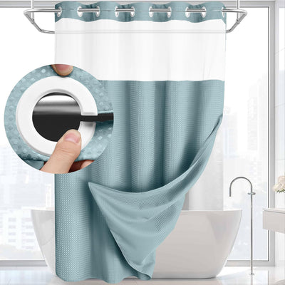 Cortina de Baño Doble Capa con Hebilla Grande - Diseño Liso y Moderno - Image 11