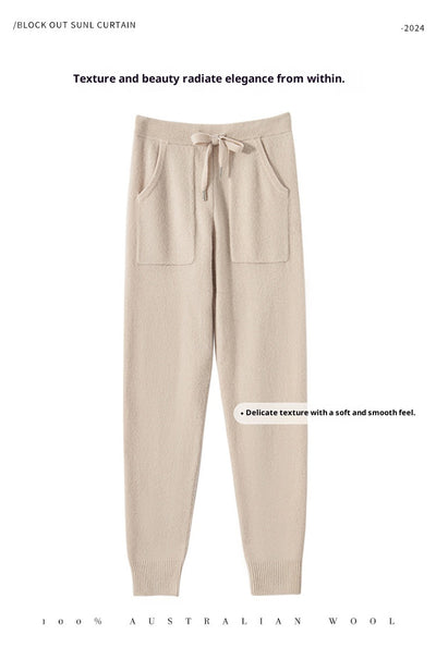 Pantalones de Punto Otoño-Invierno para Mujer, Cintura Alta Drapeado Elegante Efecto Adelgazante - Image 32