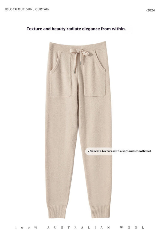 Pantalones de Punto Otoño-Invierno para Mujer, Cintura Alta Drapeado Elegante Efecto Adelgazante - Image 32