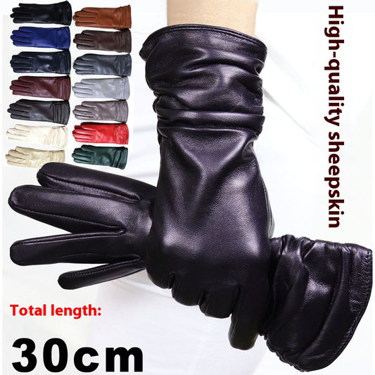 Guantes de Cuero Gamuza Premium para Mujer con Puño Extendido