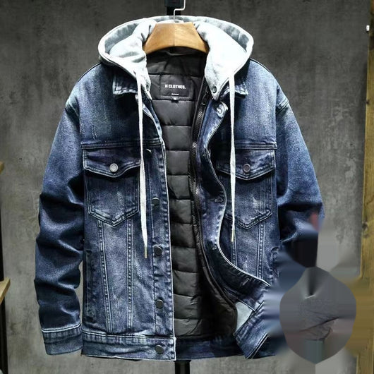 Chaqueta de Mezclilla Hombre Suelta Acolchada con Forro Desmontable - Image 5