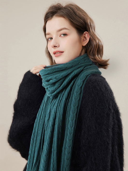 Bufanda Larga de Lana Tejida Estilo Coreano - Abrigo Versátil para Invierno - Image 22