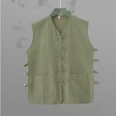 Chaleco de Lino Vintage Estilo Chino para Hombre - Diseño Sin Mangas Perfecto para Verano - Image 9