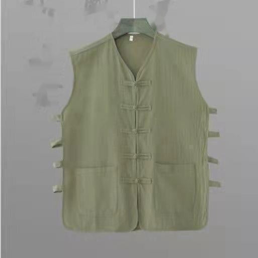 Chaleco de Lino Vintage Estilo Chino para Hombre - Diseño Sin Mangas Perfecto para Verano - Image 9