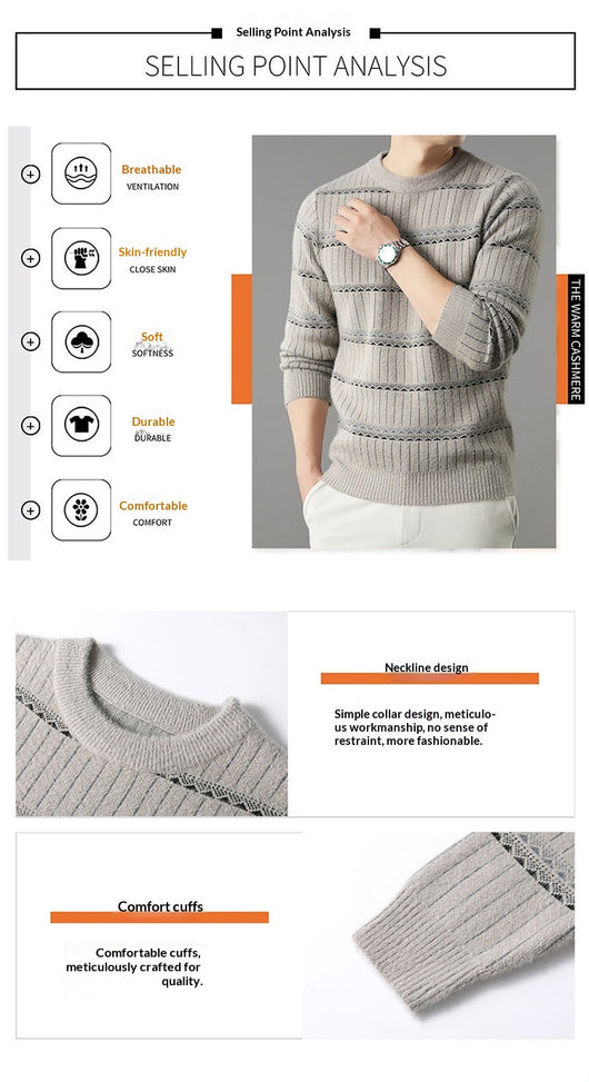 Suéter Grueso de Cuello Redondo para Hombre con Forro Polar y Textura de Visón Sintético - Image 14