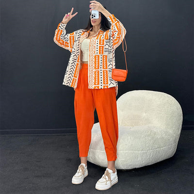 Conjunto de Dos Piezas: Blusa Holgada de Manga Larga y Pantalón Harem Anudado - Image 16
