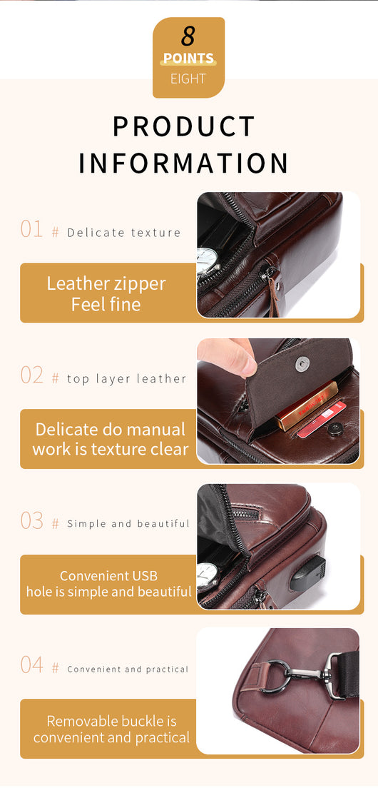 Bolsa Cruzada de Cuero Genuino Bull Captain - Gran Capacidad para Hombre - Image 13