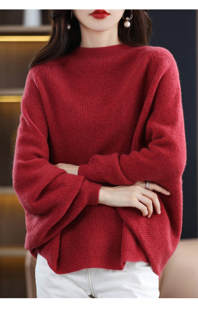 Suéter de Lana Pura Mujer Cuello Redondo Raglan - Polera Versátil Todo Uso - Image 16