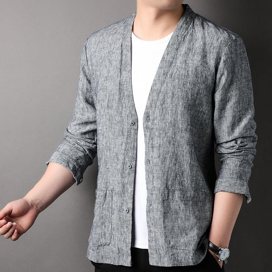 Camisa Casual Manga Larga Escote V para Hombre - Image 3