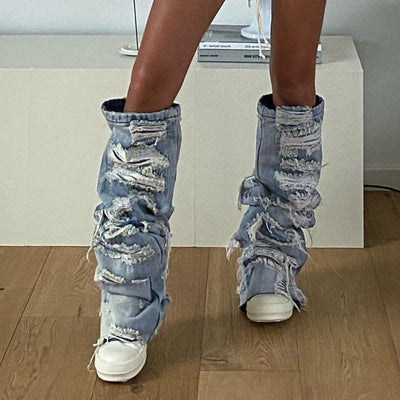 Calentador de Piernas Denim Rotos con Diseño de Personalidad para Mujer - Image 15