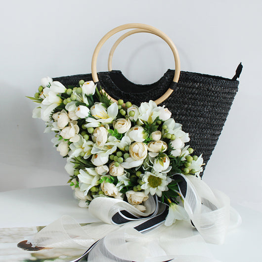 Sombrero de Paja Artesanal con Ala Ancha y Flores para Mujer - Image 26
