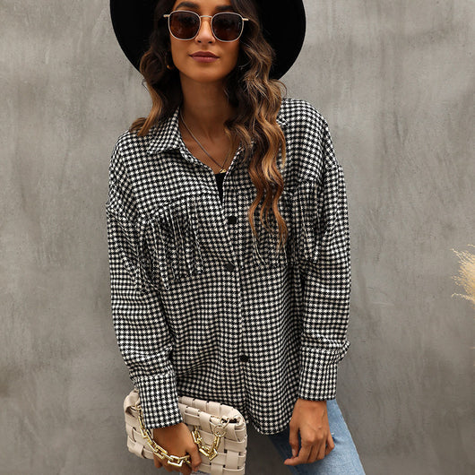 Camisa Cuadros Pata de Gallo Manga Larga Otoño Invierno Mujer - Image 8