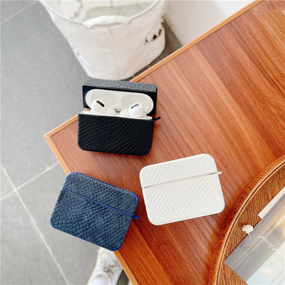 Funda de Cuero para Auriculares Bluetooth con Patrón Piel de Serpiente