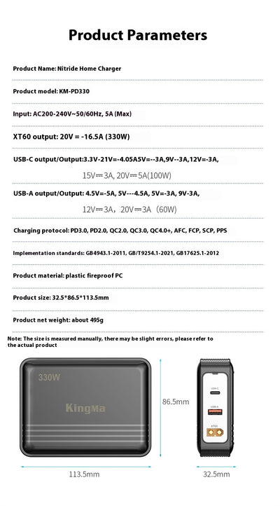 Cargador GaN 330W de Alta Potencia para Laptop y Dispositivos Múltiples - Image 19