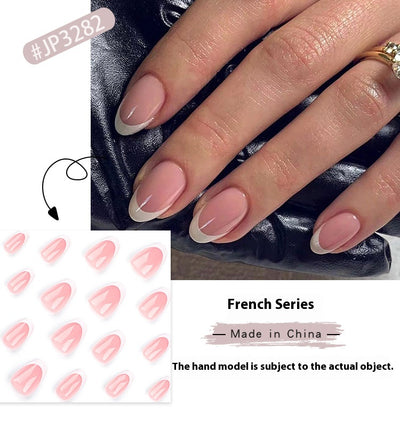 Uñas Postizas Francesas Punta Corta con Borde Blanco Clásico - Image 6