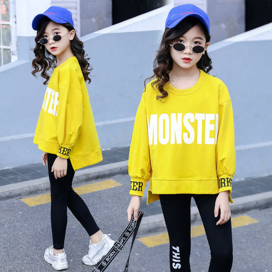 Conjunto Infantil: Suéter Estampado con Letras y Leggings Tejidos - Image 9