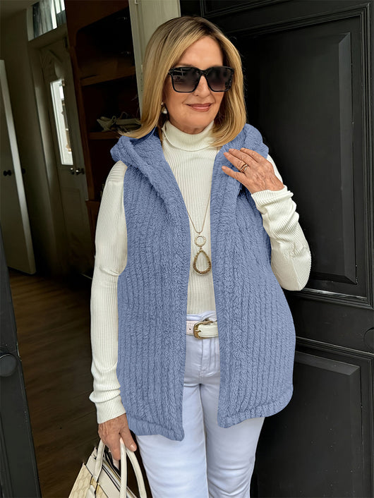 Chaleco Fuzzy sin Mangas con Capucha para Mujer - Comodidad y Estilo - Image 13