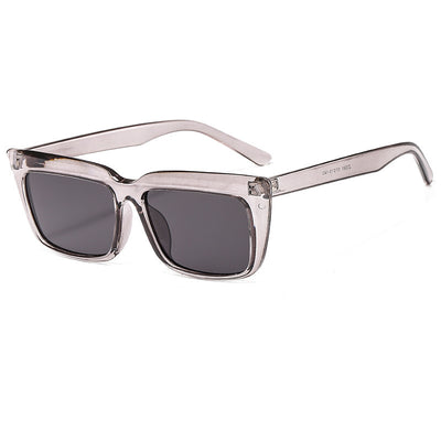 Light blue rectangular sunglasses with dark lenses and thick frames, angled to show the temples and front. - Image 4