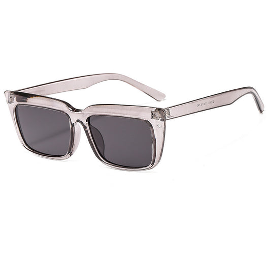 Light blue rectangular sunglasses with dark lenses and thick frames, angled to show the temples and front. - Image 4