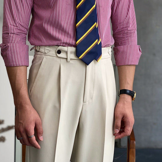 Pantalones Business Casual de Talle Alto Texturizados para Hombre - Image 11