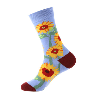 Calcetines Tobilleros de Algodón para Otoño e Invierno con Flores - Image 25