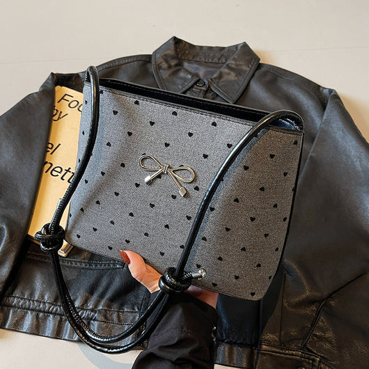 Bolsa Crossbody de Lona con Lunares y Moño Fashion - Image 9
