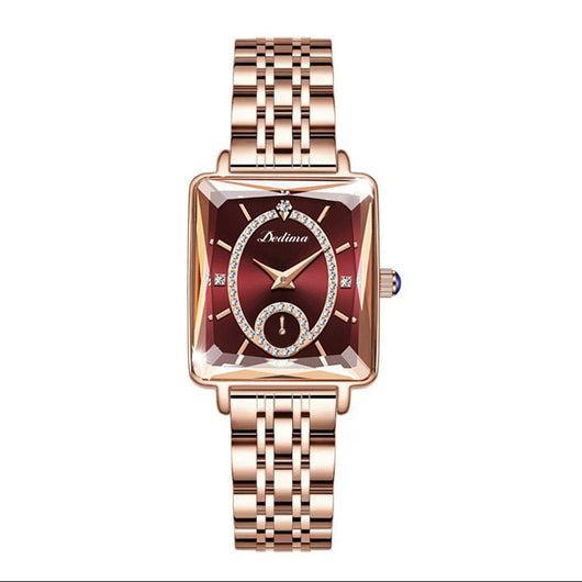 Reloj Elegante de Oro Rosado con Diamantes y Correa de Dos Pasadores - Image 3