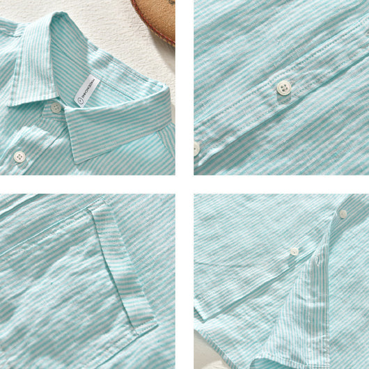 Camisa Rayada Delgada de Algodón - Comodidad Máxima - Image 11