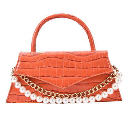 Bolso Cuadrado Pequeño con Patrón Retro y Perla, Bandolera de Moda - Image 7