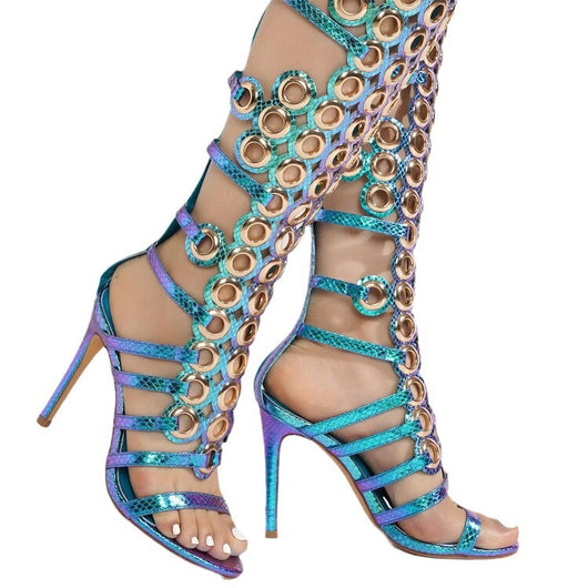 Sandalias de Tacón Stiletto Hueco con Punta Abierta - Diseño Metálico Europeo - Image 5