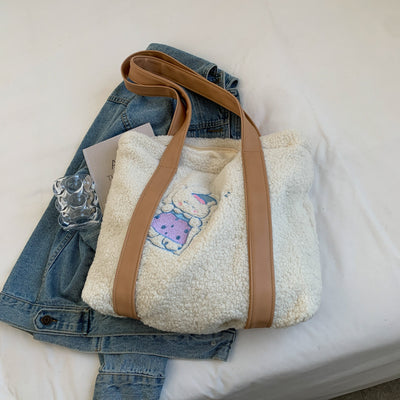 Bolso Tote de Gran Capacidad con Detalles de Pelaje - Estilo Fashion - Image 10
