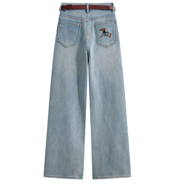 Jeans Rectos Talle Alto Térmicos con Forro Polar y Efecto Adelgazante