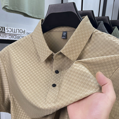 Playera Polo Hombre Jacquard Cuadros Transpirable Verano