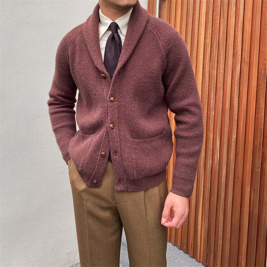 Cardigan Tejido Grueso Vintage para Hombre Estilo Retro