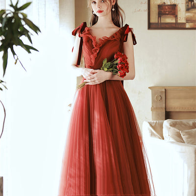 Vestido de Compromiso Rojo Elegante para Mujer