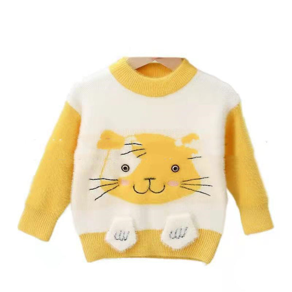 Suéter Infantil Tejido Grueso Cuello Redondo