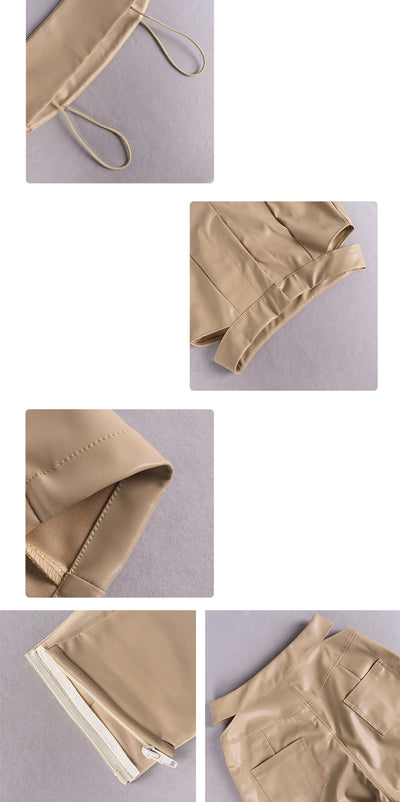 Conjunto de Dos Piezas: Chaleco de Cuero PU y Pantalón Recto para Mujer - Image 12