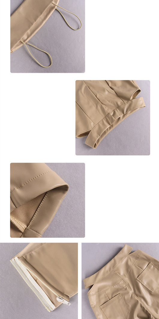 Conjunto de Dos Piezas: Chaleco de Cuero PU y Pantalón Recto para Mujer - Image 12