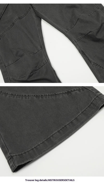 Pantalones Sueltos Efecto Lavado Negro con Bolsillos Grandes y Bota Acampanada - Image 15