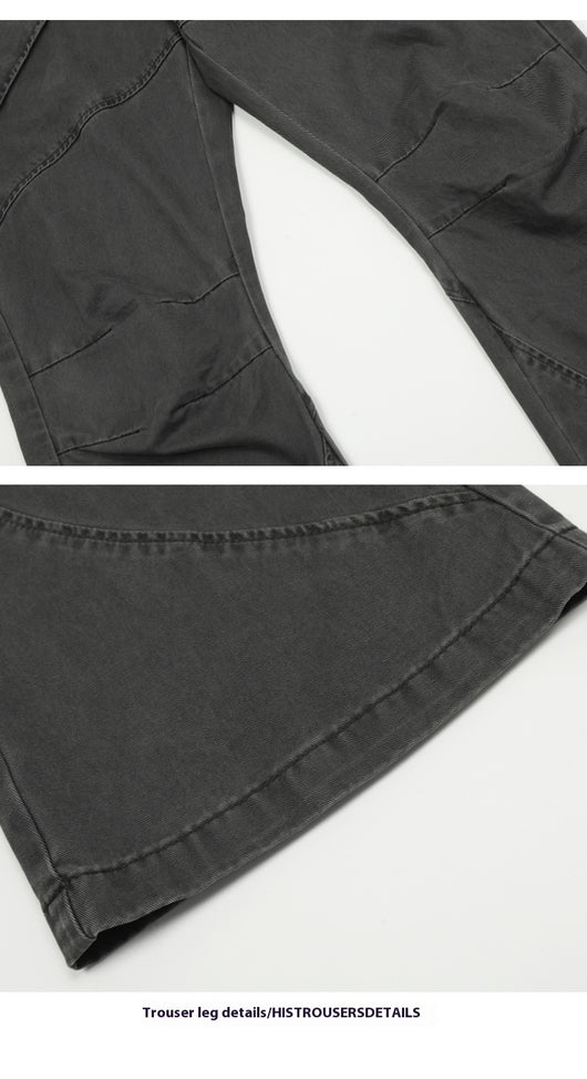 Pantalones Sueltos Efecto Lavado Negro con Bolsillos Grandes y Bota Acampanada - Image 15
