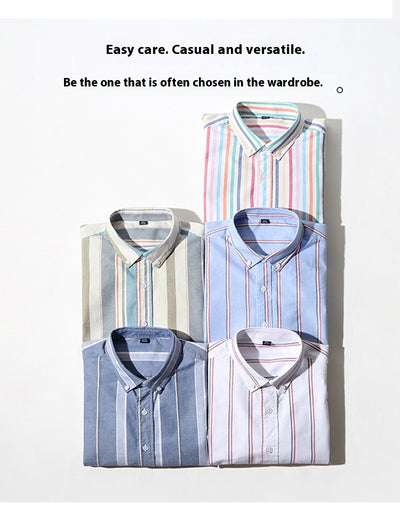 Camisa Oxford de Algodón a Rayas Antirruga para Hombre - Image 21