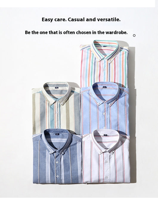 Camisa Oxford de Algodón a Rayas Antirruga para Hombre - Image 21