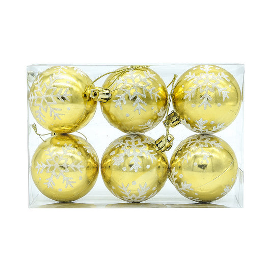 Adorno Navideño Árbol con Bolas Decorativas Pintadas de Copos de Nieve - Image 3
