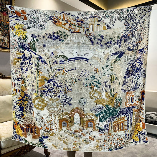 Pañuelo de Seda y Lana Reversible Doble Cara Mismo Color