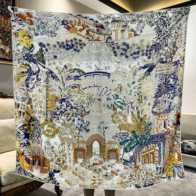 Pañuelo de Seda y Lana Reversible Doble Cara Mismo Color