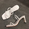 Sandalias de Tacón Cuadrado Ultra Alto Blancas - Estilo Minimalista