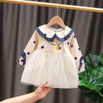Vestido Infantil de Algodón Mesh con Manga Larga - Image 3
