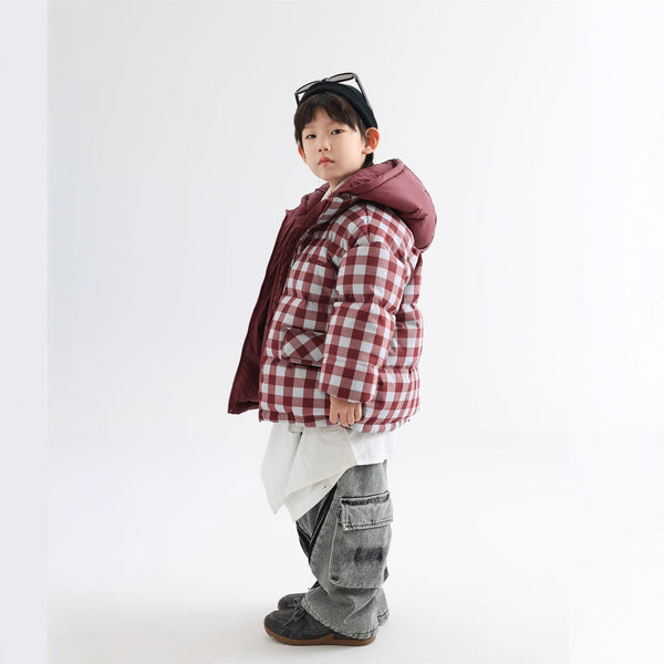 Abrigo Infantil Reversible Acolchado Cuadros Invierno